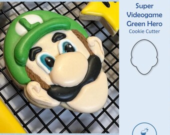 Super Video Game Inspired Green Hero Head Cookie Cutter