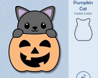 Pumpkin Cat Cookie Cutter - Halloween / Cute Fall Cookie Cutters