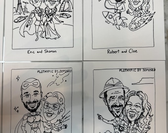 Custom Caricature From Photo – Personalized 5x7 Portrait Drawing – Choose Your Character & Scene – Unique Gift