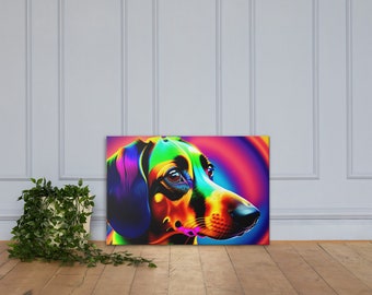 Abstract Colorful Dachshund Sideview Waiting | Canvas Wall AI Art, Home Décor, Rare