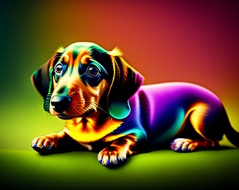 Beautiful Colorful Dachshund Resting Peacefully | Canvas Wall AI Art, Home Décor, Rare