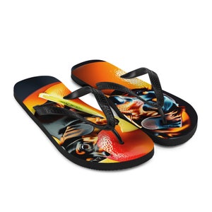 Flip Flops Rare Colorful Abstract Summer Beach Dachshund Flip-Flops | Design: 4988