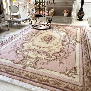 1:12 Miniature French Ornamental Brocante Carpet, Dollhouse decor rug, mini furnishings and decorations, accessories