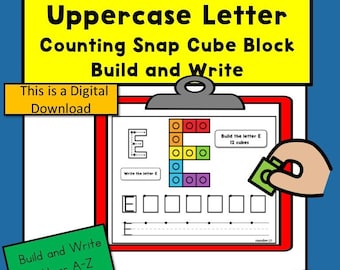 Counting Snap Cube Uppercase Letter Build and Write Printing Practice OT