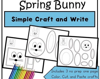Spring Bunny Fine Motor Craftivity- Color, Cut, Paste, Write