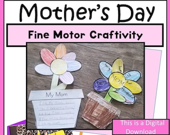 Mother's Day Fine Motor Flower Craft and Writing Activity