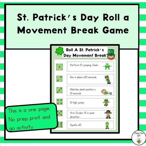 St. Patrick's Day Roll a Movement Break