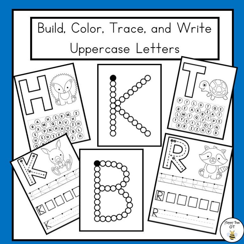 Uppercase Letter Build Color Trace Write Handwriting Packet - Etsy