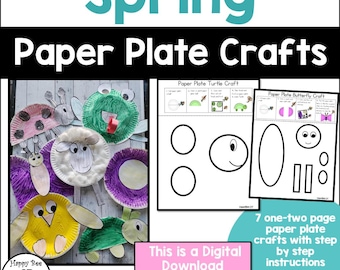 Spring Paper Plate Animal Crafts Printable | Preschool Cut and Paste Activity | Kindergarten Craft PDF