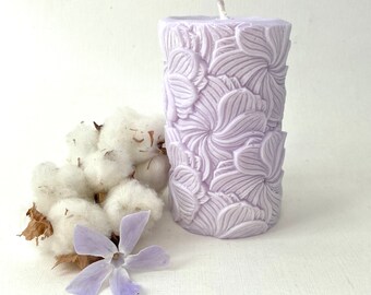 Cotton Flower + Violet Pillar Candle