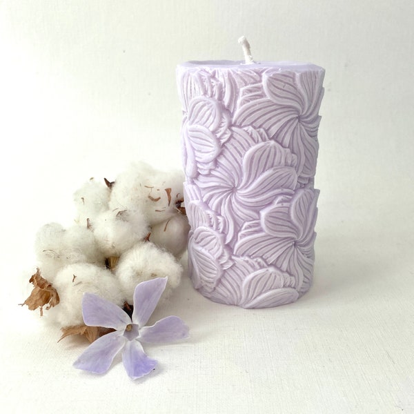 Bougie pilier Fleur de coton + Violette