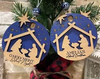 Personalized Advent Christmas Countdown Ornament Nativity