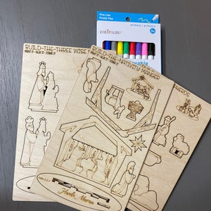 Color and Build Your Own Christmas Nativity, Wise Men, and Shepherds Stand Set image 1