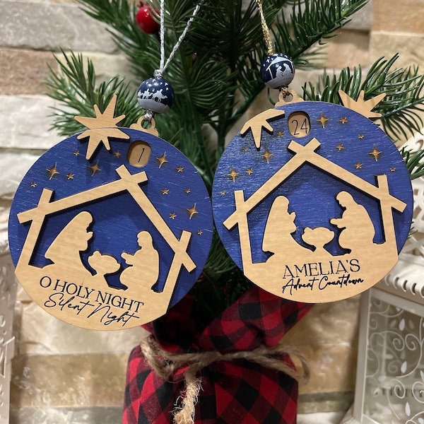 Personalized Advent Christmas Countdown Ornament Nativity