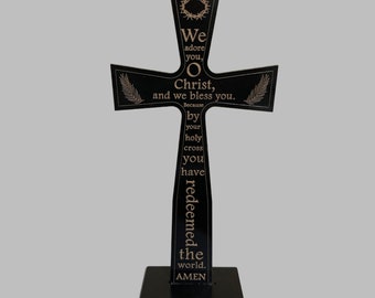 Lent Wood Cross We Adore You Stations Catholic