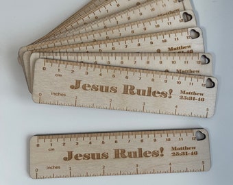 Jesus Rules! Wood Ruler Valentine, Church, Birthday Favor