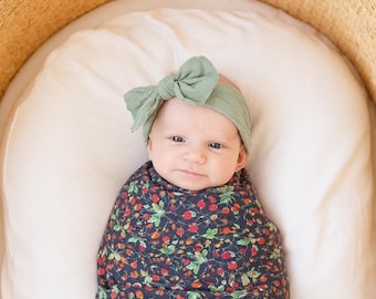 Betty Strawberry Muslin Swaddle Blanket