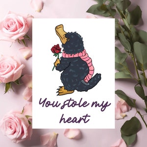 Niffler carte de vœux | Cartes vierges | Harry Potter | fantaisiste | Les bêtes fantastiques | Toute occasion | Je t'aime | Drôle | Téléchargement numérique