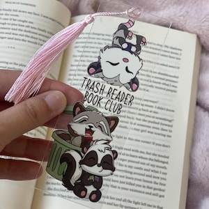 Trash Reader Book Club Bookmark | Spicy books | smut | cute animals | racoon | possum | skunk | clear acrylic bookmark | chibi bookmark