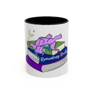 Romantyczny kubek dla czytelnika fantasy - przytulny kubek do kawy dla miłośników książek, prezenty czytelnicze, kubek do herbaty, uroczy prezent dla mola książkowego, wzór smoka