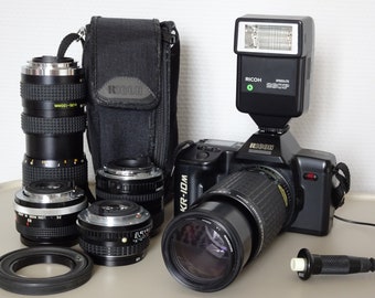 Ricoch KR-10M + cary bag + camera case + flash lamp with case + cable release + 5x lenses