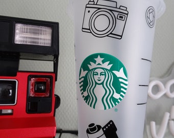 Custom Starbucks Analog Design Cold Cup, Starbucks Customized Cup with Design, Reusable Cup with Lid and Straw