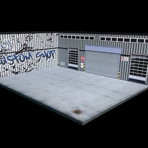 1/64 Diorama Custom Shop Garage or (personalize with your name)