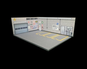 1/64 Diorama Brick Wall Mechanic Garage