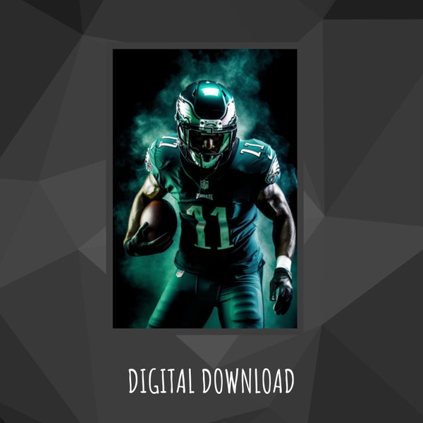 AJ Brown Digital Download, Instant Download, Digital Poster, Digital Wall Art, Philadelphia Eagles, 300 DPI, NFL Poster, nfl digital file