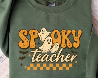 Camiseta de Halloween para maestros, camiseta de maestro espeluznante, camiseta de maestro fantasma de Halloween, camiseta de regalo de Halloween para maestros, camiseta de temporada espeluznante
