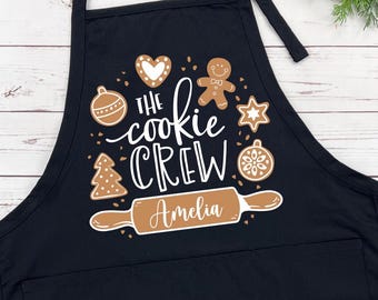 Custom Christmas Cookie Crew Apron: Personalized Name Kitchen Apron