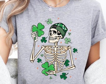 St Patrick's Day Skeleton Shirt, St Pattys Dancing Skeleton Sweatshirt, Lucky Irish Shirt, Shamrock Shirt, Irish Gift, St Patricks Day Shirt