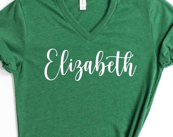 Camiseta de cuello en V personalizada, camiseta personalizada, camiseta con tu logotipo, camiseta personalizada, añade tu propio texto, camiseta de cuello redondo personalizada, diseña tu propia camiseta