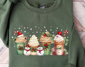 Christmas Coffee Sweatshirt, Christmas Shirt, Snowman Coffee Christmas Sweatshirt, Xmas Coffee Lover Gift, Snowman Coffee Tee, Winter Shirts