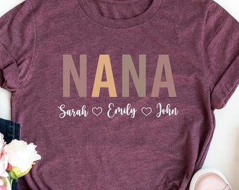 Camiseta personalizada para abuela, camiseta para abuela con nombres, camiseta personalizada para abuela, camiseta para el Día de la Madre, camiseta para mamá con nombres, regalo para el Día de la Madre, camiseta para abuela