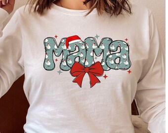 Christmas Mama Sweatshirt, Coquette Holiday Apparel