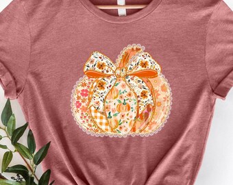 Coquette Pumpkin Shirt, Fall Pumpkin Sweatshirt, Fall Season Shirt, Autumn Shirt, Fall Lover Gift, Thanksgiving Shirt, Cute Fall T-shirt