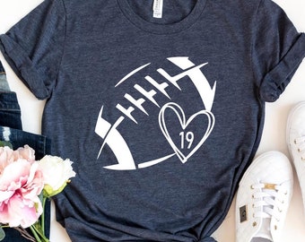 Football Heart Shirt, Personalized Sports Mom Tee