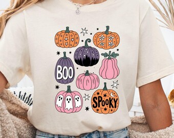 Halloween Pumpkin Shirt, Pumpkin Sweatshirt, Halloween Ghost Shirt, Spooky Pumpkin Tee, Thanksgiving Shirt, Boo Pumpkin Gift, Women Fall Tee