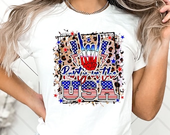 Retro Party in The USA Shirt, Party in The Usa T-Shirt,Usa Patriotic Tee,4th of July Party T-Shirt,Trendy Usa Celebration Shirt,Leopard Usa