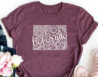 Camiseta de Colorado, Camiseta de la casa del estado, Camiseta de viajero de Colorado, Camiseta de montaña de Colorado, Camiseta de amante de Colorado, Camiseta con el mapa de Colorado, Regalo de Colorado
