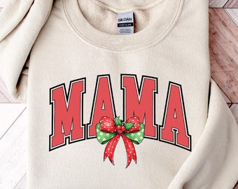 Mama Christmas Shirt, Coquette Christmas Mama Shirt, Retro Christmas Mama Tee, Merry Mama Shirts, Mama Christmas Gift, Holiday Mama T-Shirts