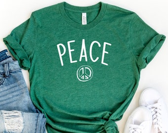 Camiseta de la paz, camiseta del símbolo de la paz, camiseta del sustantivo paz, camiseta de la paz mundial, camiseta de no a la guerra, camiseta del símbolo de la paz, queremos la paz, camiseta de amor, muestra la paz