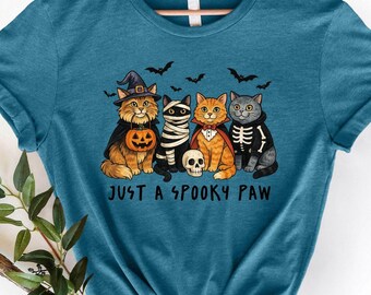 Just A Spooky Paw Shirt, Funny Halloween Cat Sweater, Halloween Spooky Cat Tee, Halloween Cat Mom Shirt, Cat Lover Gift, Witch Cat Shirt
