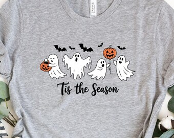 Tis The Season Shirt Halloween Shirt, Spooky Season Sweater, Pumpkin Season Shirt, Retro Ghost Sweat, Cute Pumpkin Ghost Tee, Halloween Gift