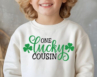 Camiseta "One Lucky Cousin": sudadera juvenil del Día de San Patricio, camiseta familiar a juego