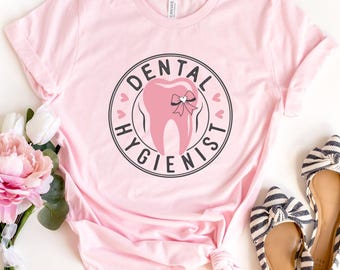 Dental Hygienist T-Shirt: Tooth with Bow Graphic