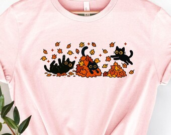 Autumn Black Cat Shirt, Black Cat Sweater, Autumn Black Cat Shirt, Fall Cat Mama Shirt, Gift For Cat Lover, Autumn Shirt, Funny Cozy Season