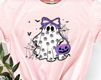 Halloween Ghost Shirt, Spooky Season Gift, Halloween Kids Shirt, Coquette Ghost Bow Tee, Cute Ghost Tee, Boo Kids Shirt, Youth Ghost Shirt