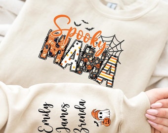 Custom Halloween Mama Sweatshirt, Spooky Mama Sweatshirt, Personalized Mama Halloween, Mama Halloween Gift, Halloween T-Shirt, Spooky Season